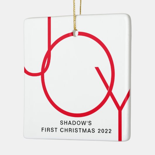 Erste Weihnachts Niedlich Cat Kitten Joy Custom Fo Keramikornament (Links)