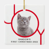 Erste Weihnachts Niedlich Cat Kitten Joy Custom Fo Keramikornament (Rückseite)
