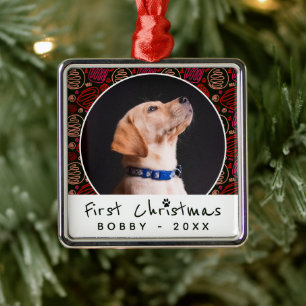 Erste Weihnachts-One-Line-Muster Dog Pet Foto Ornament Aus Metall