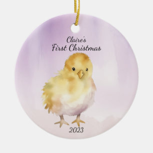 Erste Weihnachts Pink Baby Chill Personalisiert Keramik Ornament