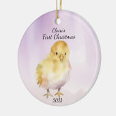 Erste Weihnachts Pink Baby Chill Personalisiert Keramik Ornament (Links)