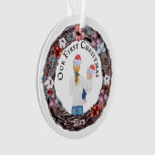 Erste Weihnachts-Single Mutter Weihnachtsmannmütze Ornament (Vorderseite)