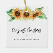 Erste Weihnachts Sonnenblume Vielen Dank Keramikornament (Vorderseite)