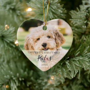 Erste Weihnachts-Tierfotos Moderne Schrift Keramik Ornament