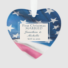 Erste Weihnachts Verheiratet USA Flag Inspiration Ornament