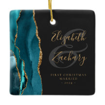 Erste Weihnachts Verheiratete Aquamarine Agate Gol