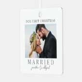 Erste Weihnachts-Verheiratete Script-Kalligrafie-F Ornament Aus Metall (Vorderseite links)