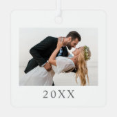 Erste Weihnachts-Verheiratete Script-Kalligrafie-F Ornament Aus Metall (Rückseite)