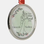 Erste Weihnachts-Verheiratete Verriegelungshandbüg Ornament Aus Metall (Rechts)