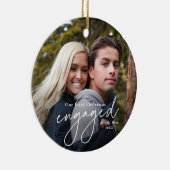 Erste Weihnachts Verlobt Handgeschriebenes Foto Keramik Ornament (Rechts)
