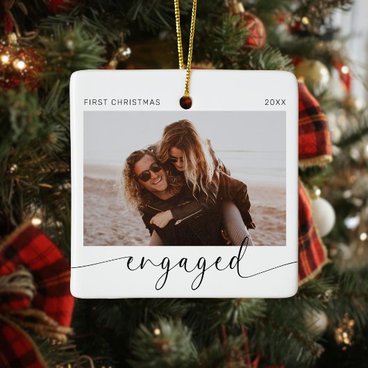 Erste Weihnachts-Verlobt-Keepake Keramikornament