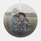 Erste Weihnachts-Verlobt-Keepake Ornament Aus Glas (Vorderseite)