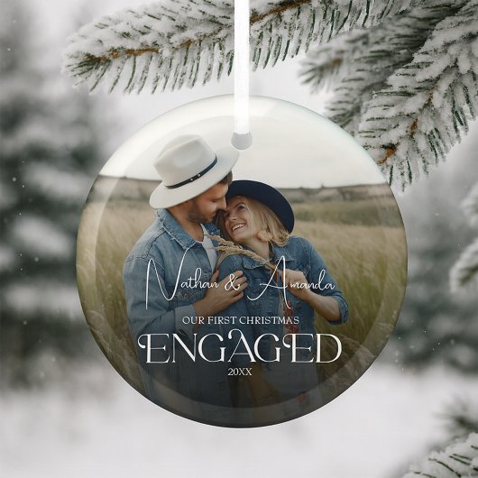 Erste Weihnachts-Verlobt-Keepake Ornament Aus Glas