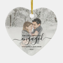 Erste Weihnachts Verlobte benutzerdefinierte Foto  Keramik Ornament