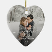 Erste Weihnachts Verlobte benutzerdefinierte Foto  Keramik Ornament (Rechts)