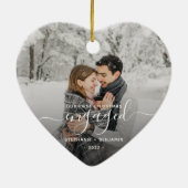 Erste Weihnachts Verlobte benutzerdefinierte Foto  Keramik Ornament (Hinten)