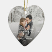 Erste Weihnachts Verlobte benutzerdefinierte Foto  Keramik Ornament (Links)