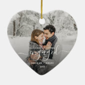 Erste Weihnachts Verlobte benutzerdefinierte Foto  Keramik Ornament (Hinten)