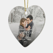 Erste Weihnachts Verlobte benutzerdefinierte Foto  Keramik Ornament (Links)