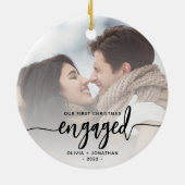 Erste Weihnachts Verlobte benutzerdefinierte Foto Keramik Ornament (Hinten)