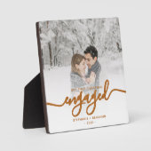 Erste Weihnachts Verlobte Foto Copper Script Fotoplatte (Vorderseite)