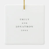 Erste Weihnachts-Verlobtes benutzerdefiniertes Fot Keramikornament (Rückseite)