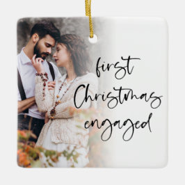 Erste Weihnachts-Verlobtes benutzerdefiniertes Fot Keramikornament