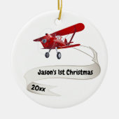 Erste Weihnachts-Weihnachtsflugreise Personalisier Keramik Ornament (Vorne)