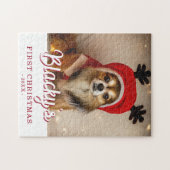 Erste Weihnachts Welpe Foto Personalisiert Puzzle (Horizontal)
