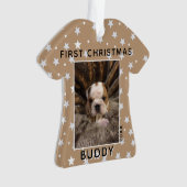 Erste Weihnachts Welpen Hund Foto Star Muster Ornament (Vorderseite)