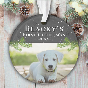 Erste Weihnachts Welpen Weihnachten Foto Ornament