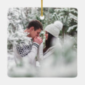 Erste Weihnachts-Winter-Dealer Grünes FOTO BACK Keramikornament (Rückseite)