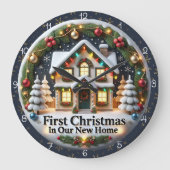 Erste Weihnachts-Zuhause Große Wanduhr (Vorderseite)