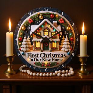 Erste Weihnachts-Zuhause Große Wanduhr