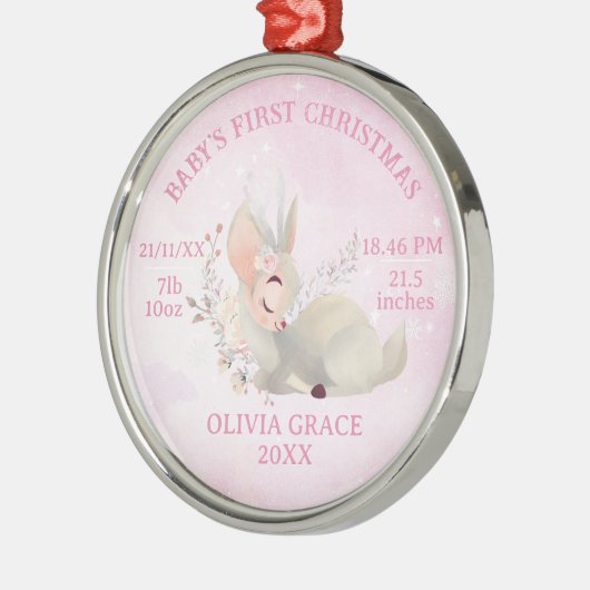 Erste Weihnachtsbabydetails Ornament Aus Metall (Links)