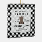 Erste Weihnachtsbabys Details Karierter Bär Keramikornament (Rechts)