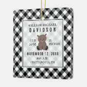 Erste Weihnachtsbabys Details Karierter Bär Keramikornament (Links)