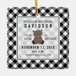 Erste Weihnachtsbabys Details Karierter Bär Keramikornament