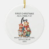 Erste Weihnachtsbärenfamilie von fünf Keramik Ornament (Vorne)