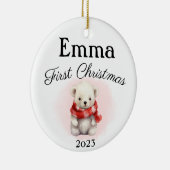 Erste Weihnachtsbärenverzierung Keramik Ornament (Rechts)