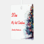 Erste Weihnachtsbaum Foto Metal Square Ornament (Vorderseite links)