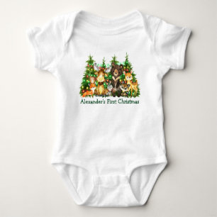 Erste Weihnachtsbeleuchtung Waldtiere Baby Strampler