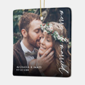 Erste Weihnachtsbezeichnungen und Datum 2-Foto Keramikornament (Links)