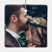 Erste Weihnachtsbezeichnungen und Datum 2-Foto Keramikornament (Rückseite)