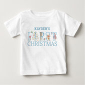 Erste Weihnachtsbriefe Süße Tier Briefe Name Baby T-shirt (Vorderseite)