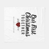 Erste Weihnachtsbüffel Karierte Paare Personalisie Fleecedecke (Vorderseite (Horizontal))