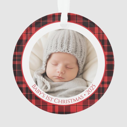 Erste Weihnachtsdekoration 2025 für Baby mit Foto Ornament (Rückseite)