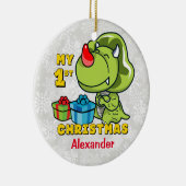 Erste Weihnachtsdinosaurier-Gewohnheit Keramikornament (Rechts)