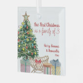 Erste Weihnachtsfamilie 3 Weihnachtsbaum Crib Gl Ornament Aus Glas (Vorderseite links)