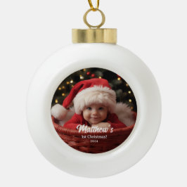 Erste Weihnachtsfamilie Anpassbare Schneeflocke Keramik Kugel-Ornament
